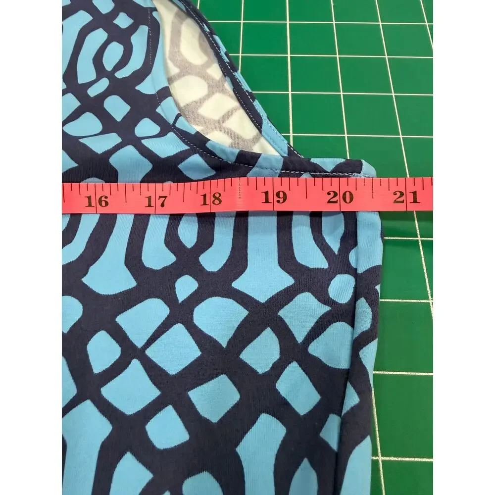 J McLaughlin Catalina Cloth Durham Top XL Blue Geometric Ruffle NWT